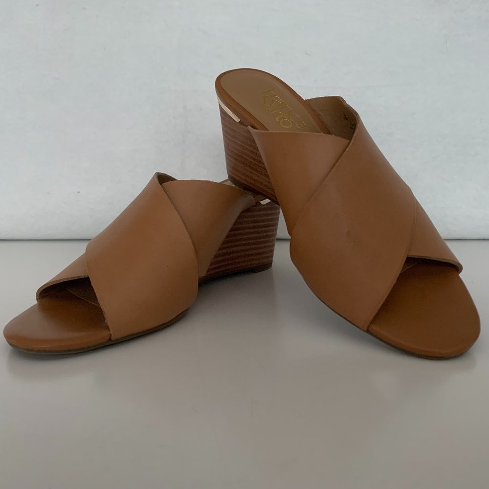 NWOT Franco Sarto Memphis Leather Wedge Sandal US Size 6.5 M - Picture 1 of 9
